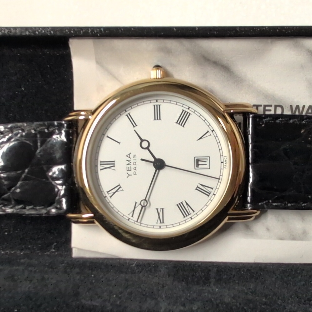 Vintage Yema Paris Women's Gold and Black Watch